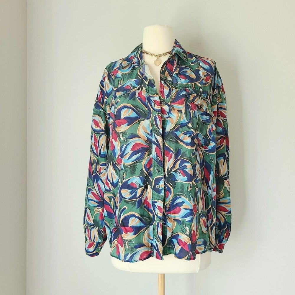 Vintage 100% Silk Funky Button Down Shirt